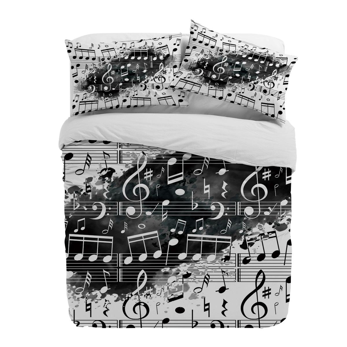 

Note Music Black White Watercolor Splash Duvet Cover With Pillow Case Custom 3pc Bedding Set Quilt Cover Double Bed Home Textile EU single(135x200cm)