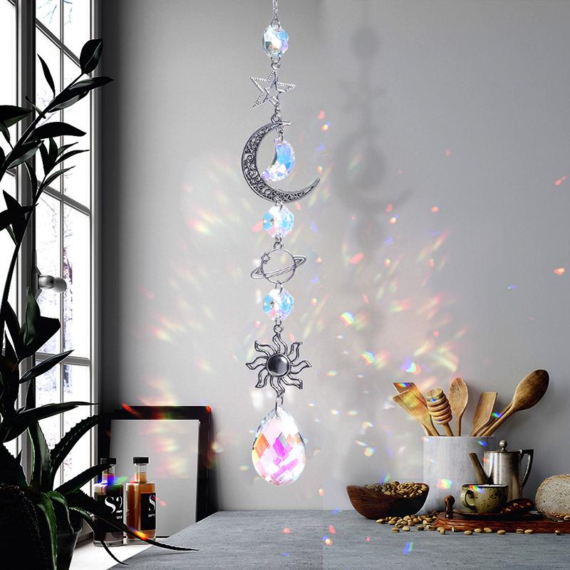 Sonnenfänger Kristall Fenster Windspiel Lichtfänger Regenbogen Prisma Glänzend Chakra Kristall Hängender Anhänger Heimdekoration