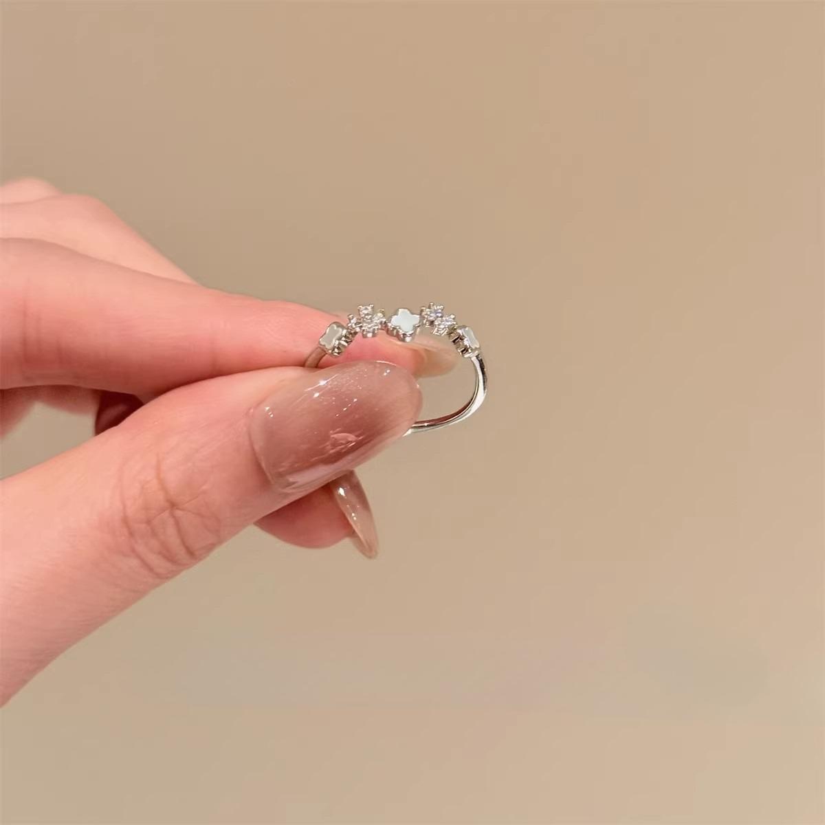 Luxury Four-leaf Clover Ring - Exquisite Open Adjustable Women s Ring