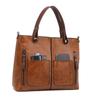 European American Retro Leather Women's Handbag, Large Capacity Tote Bag, Vintage Cross Body Bags for Woman with Double Pockets