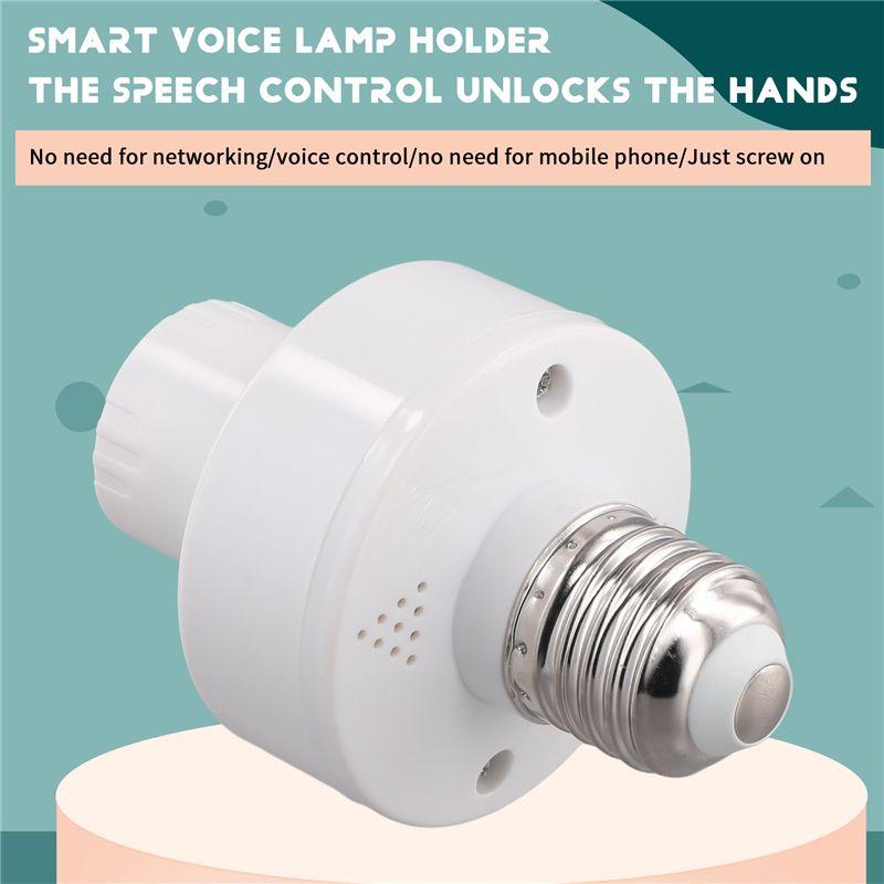 AEE4-E27 Socket Smart Voice Light Bulbs Adapter E27 Led Lamp Holder Base No Networking Required Intelligent Voice Lamp Heads