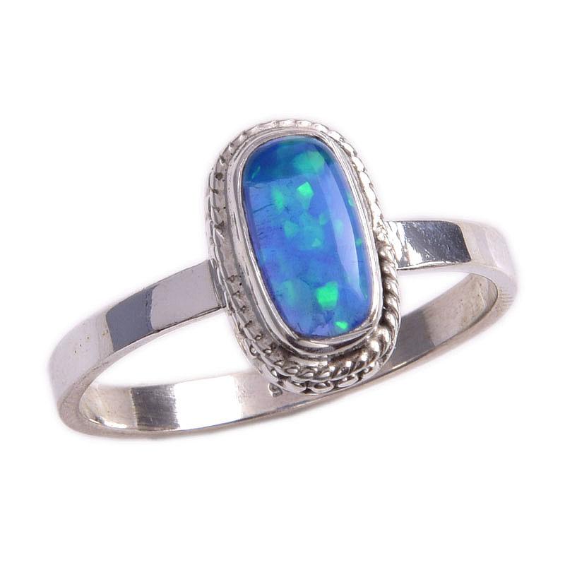Natural Ethiopian Opal Gemstone 925 Solid Sterling Silver Jewelry Ring S.10 z6J28