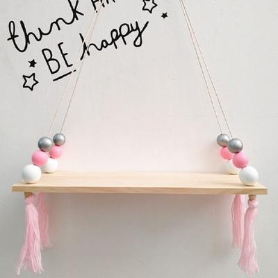 Scaffale Portaoggetti Espositivo Stile Nordico Asse di Legno Decorazioni da Appendere alla Parete Nappe Perline Ciondolo per Decorazione Camera dei Bambini Oggetti di Scena per Foto