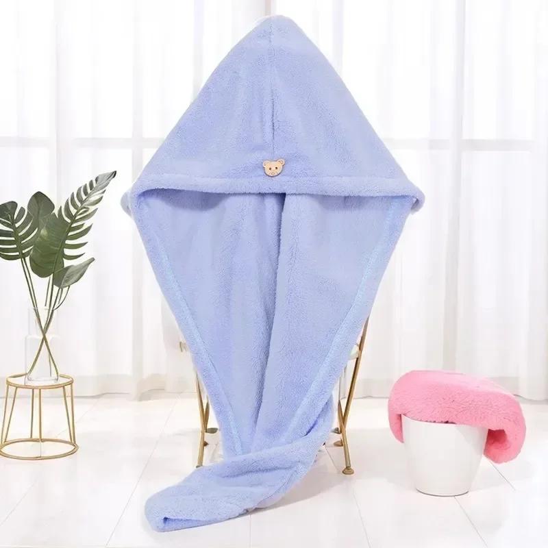 Hair Drying Hat Quick-dry Microfiber Hair Towel Cap Hat Women Bath Hat Solid Towel Cap Super Absorption Turban Hair Dry Cap 1PC