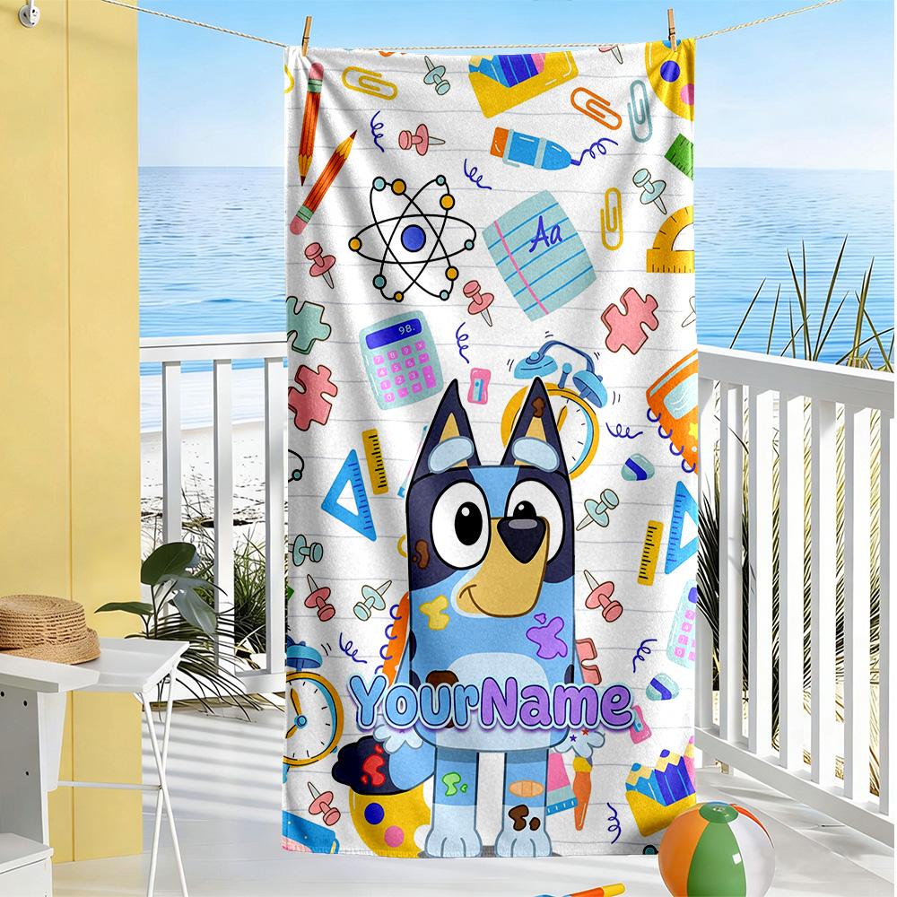Bluey Customized Name Beach Towel High Absorbency & Quick-Dry Portable for SwimmingBeachCamping Travel Beach AccessoriesGym
