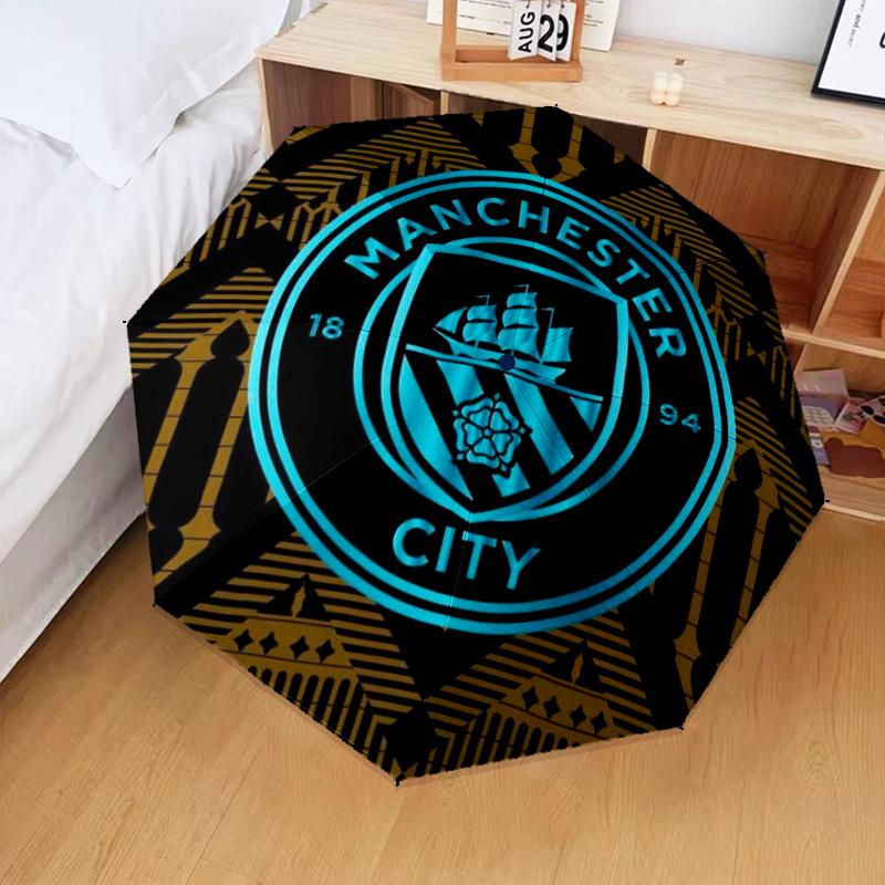 1PC Manchester City F.C Printed Umbrella Folding umbrella, automatic umbrella 8-Frame for Travel, camping Fan gifts Christmas Gifts