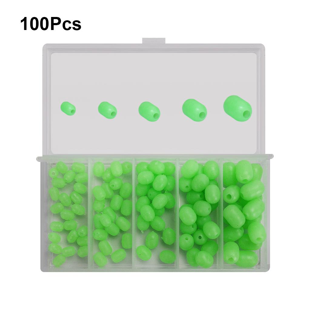 100Pcs Beads Glow Round Casting Baits Green Cylindrical Luminous Bait Tackle Fittings Tools Supplies Pool River
