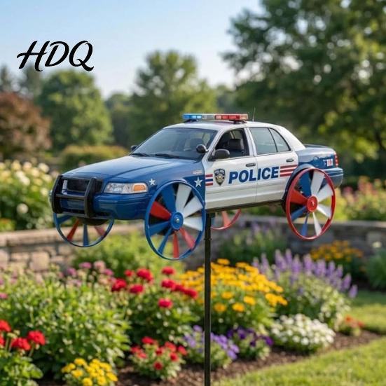 Wind Spinner Garden for Outside Big Foot Riding Motorcycle/Truck/Airplane Metal Rotatable Patio Yard Windmill with Stake Retro Courtyard Porch