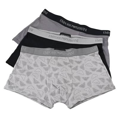 Emporio Armani Men's Boxer Briefs, Plain with Logo, 3-pack, Size M, Black/gray, EM000260 AF20671 MC374, Made In Italy [Parallel Import]