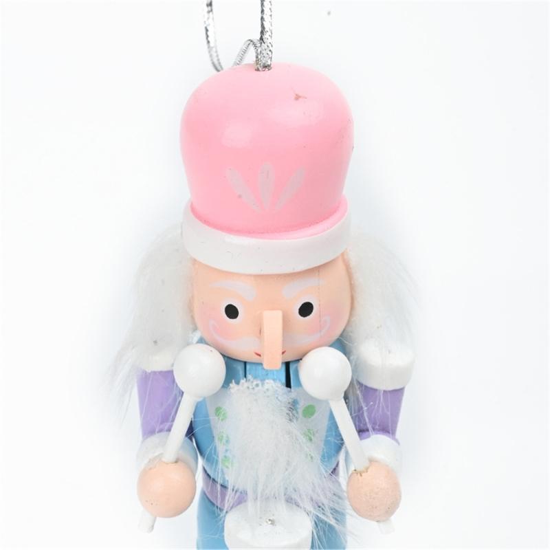 6pcs Festival Wood Soldier Figurines Holiday Nutcrackers Ornament in Soft Color for Creative Party Decoration
