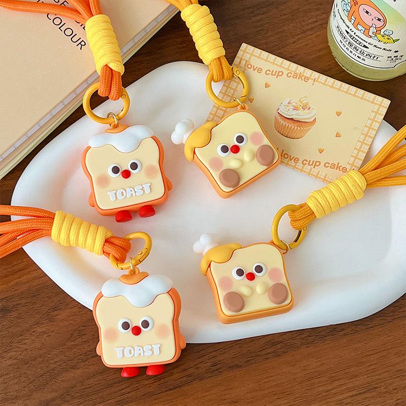 Cute Toast Key Chain Couple Three-dimensional Figure Student Bag Pendant Accessory Bread Pendant Gift