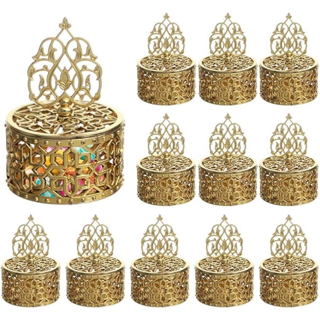 12PCS Candy Boxes with Lid Candy Containers for Ramadan Eid Mubarak Islamic Party Decor Treat Boxes Wedding Favor Boxes Container Candy Jars for Party