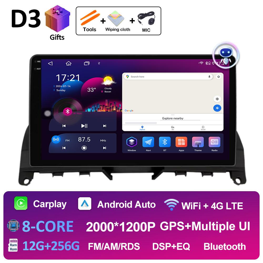 Pentru Mercedes Benz C Class3 W204 S204 2006 2007 2008 2009 2010 2011 Sistem Inteligent Android 14 Bluetooth Ventilator de Răcire GPS Navi