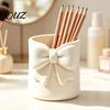 Makeup Brush Organizer Storage Box with Bow Decor, 3D Printed Multifunctional Organizer, Compact Beauty Product Durable Plastic Cosmetic Case