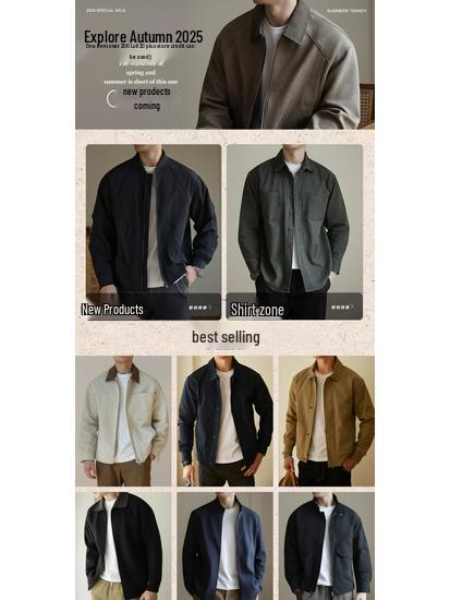 Men's Retro Barn Style Lapel Jacket - Spring/Autumn Casual Workwear