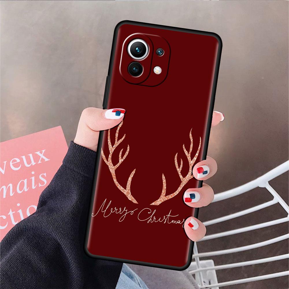 Soft Silicone Case For Xiaomi Mi 11 Lite 5G NE 11T Pro 12S Ultra 12 Note 10 10T 9T TPU Phone Cover Bumper Funda Merry Christmas