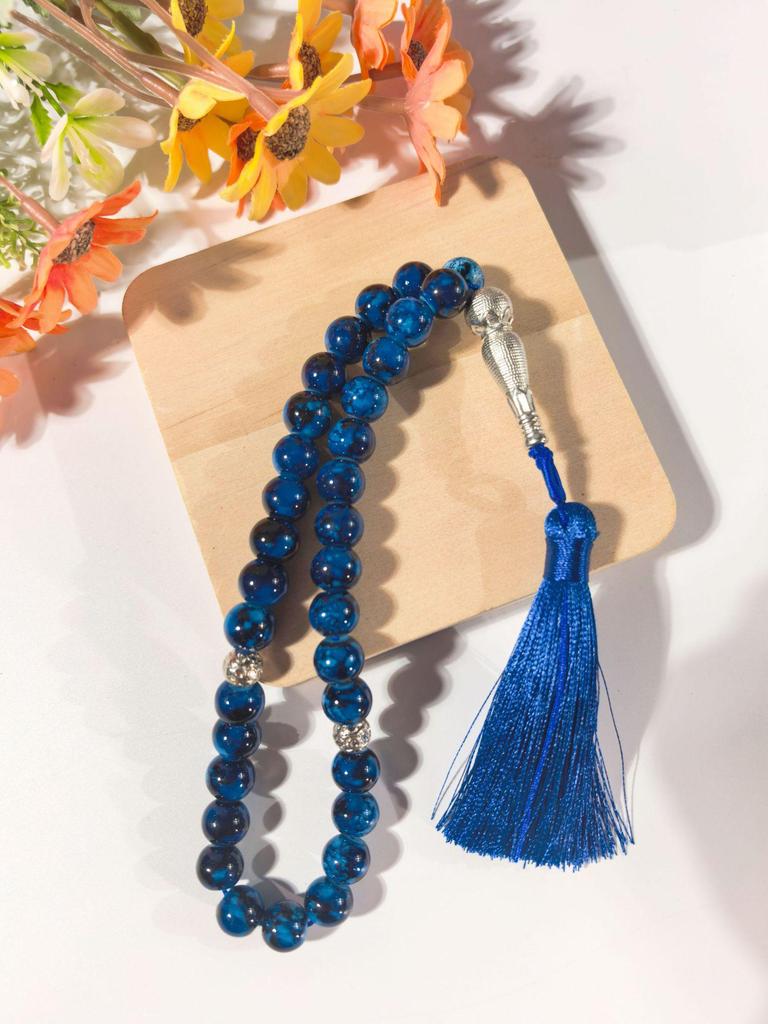 Middle East Islamic Prayer Beads: 33 Large 10mm Flower Glass Beads Ornament