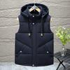 Down Cotton Waistcoat Men's Autumn and Winter Jacket Trend of Thickening Vest Shoulders Large Size Cotton Hooded Shirt Horse Jacket