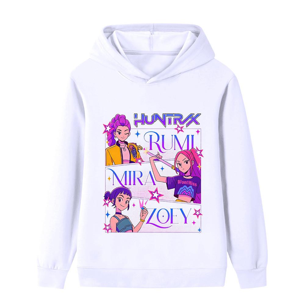 B1239 Kids Boys Girls Kpop Rumi Zoey Mira Print Long Sleeves Hoodie