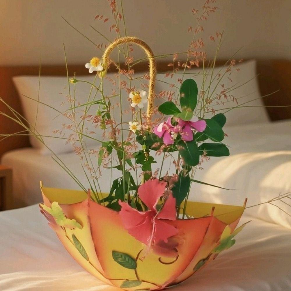 Iron Umbrella Shaped Flower Pot Wall Mounted Succulent Plant Hanger  Indoor Outdoor