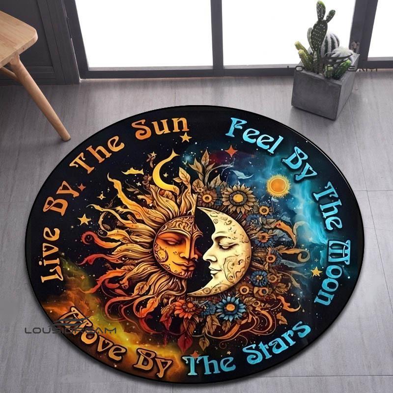 Tree of Life Retro Printed Round Carpet Living Room Bedroom Beautiful Carpet Non -slip Door Pad Floor Mats Birthday Gift