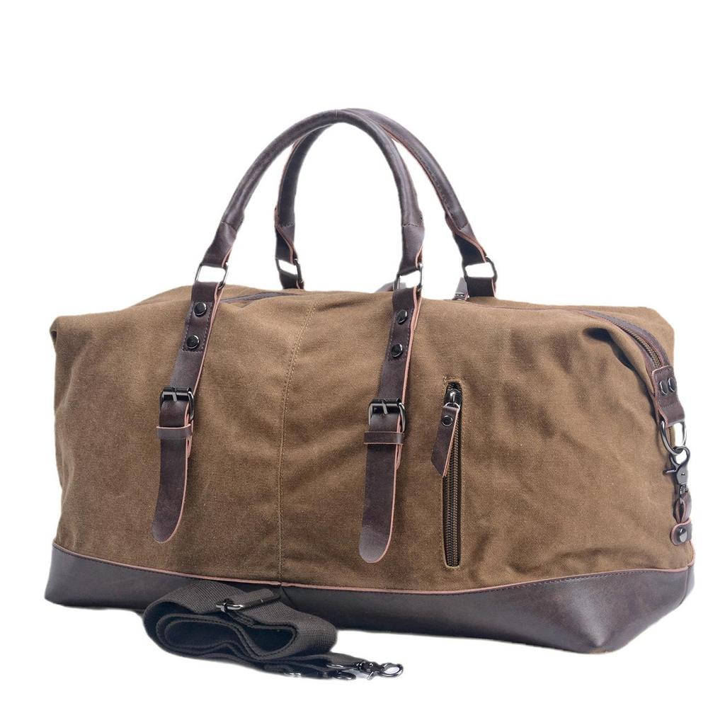 Men's Large Capacity Canvas Messenger Bag with Imitation Leather - Great for Travel and Fitness.