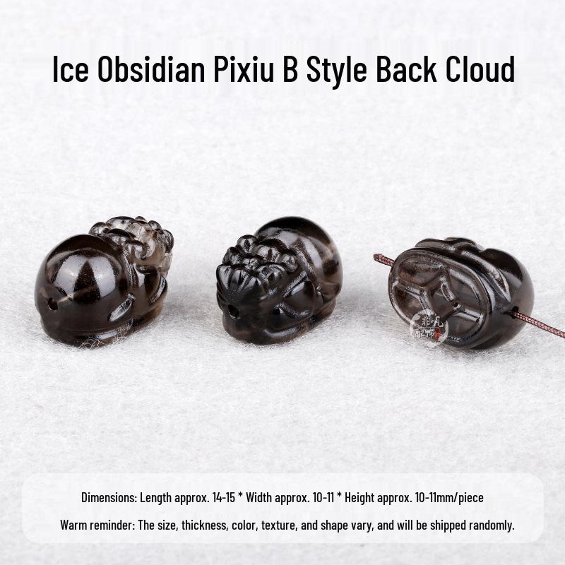 Black Obsidian Pixiu Totoro Lion Carved Bead Bracelet for Men & Women - DIY Handmade Accessory