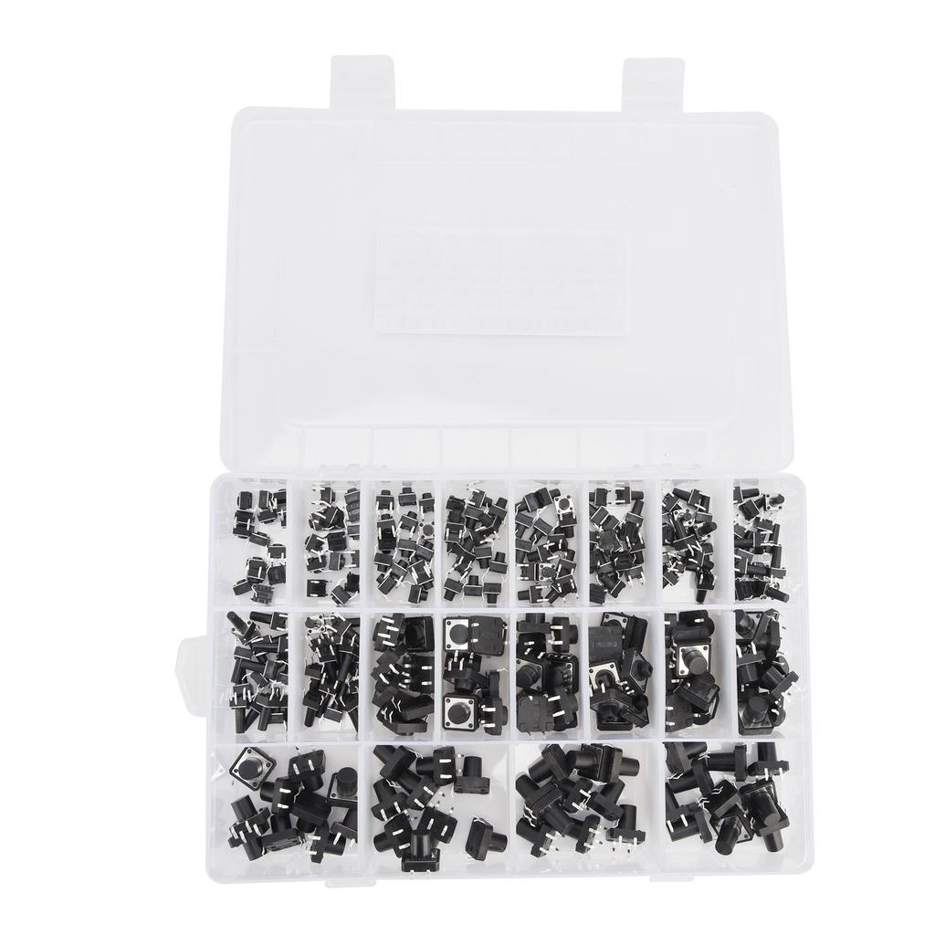 250Pcs Tact Switches 6x6 12x12 InLine Mini Easy Carry Push Button Switch for Remote ControlElectronic Toys