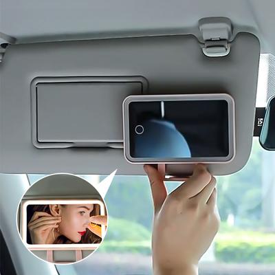 Espelhos interiores de carro, viseira solar, espelho de maquiagem LED para meninas, mulheres, luz de preenchimento recarregável, espelho de vaidade universal