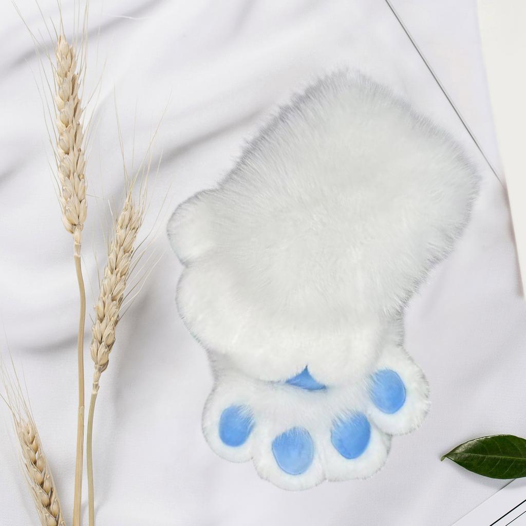 Guanti Zampe di Gatto in Pelliccia Sintetica Zampe Therian Paws Peluche Fursuit Zampe Halloween Cosplay Costume Zampe di Volpe Animale Manopola Donna Uomo