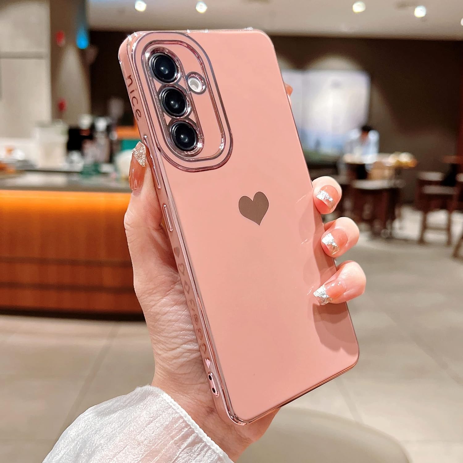 

Для Samsung Galaxy A54 A34 A14 A13 5G Роскошный гальванический милый чехол для телефона с рисунком сердца любви Полная защита камеры Мягкий силиконовый противоударный чехол For Samsung Galaxy A54 5G розовый