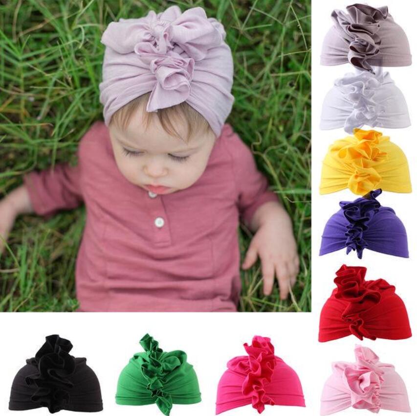 Newborn Baby Toddler Cotton Hat Baby Girl Knotted Hat Cute Donut Soft Turban Flower Head Cap