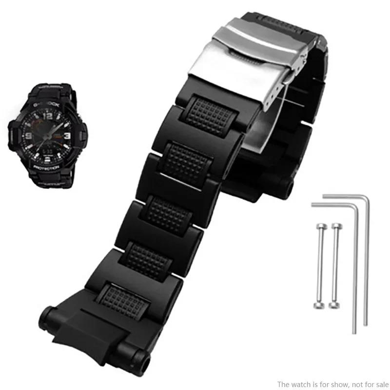 Watch Accessories Strap Replacement for Casio GW-A1100 G-1400 GW-4000 GA-1000 Wrist Band Plastic Steel Safety Buckle Bracelet