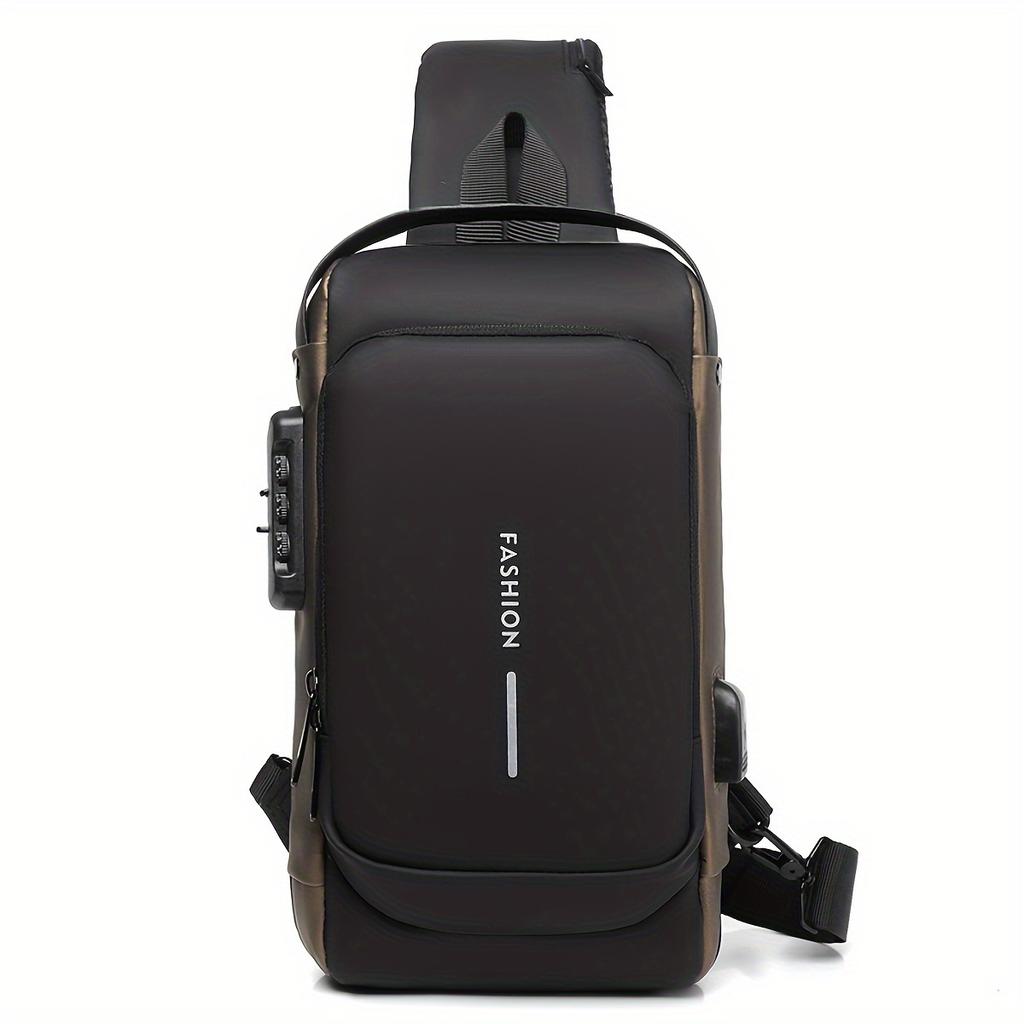 [USB Charging Port] Men's Anti-Theft Chest Bag | Durable Oxford Fabric | USB Charging Port | Adjustable Shoulder Strap | Dual Zip Compartments