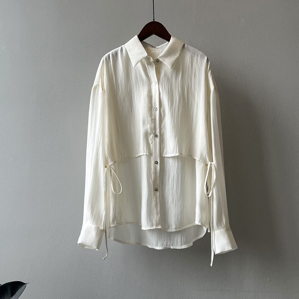 

Женская рубашка-двойка из коллекции весна-лето, с воротником, свободного кроя, с длинным рукавом, темпераментная 4XL покинуть белый