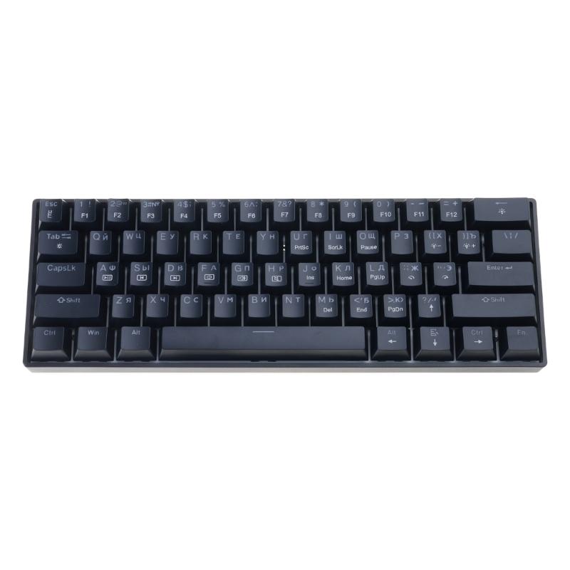 

Portable LED Backlit Corded Mechanical Gaming Keyboard 61 Key Hot Swappable Mechanical Keyboard Upgraded for Gaming 1 чёрный