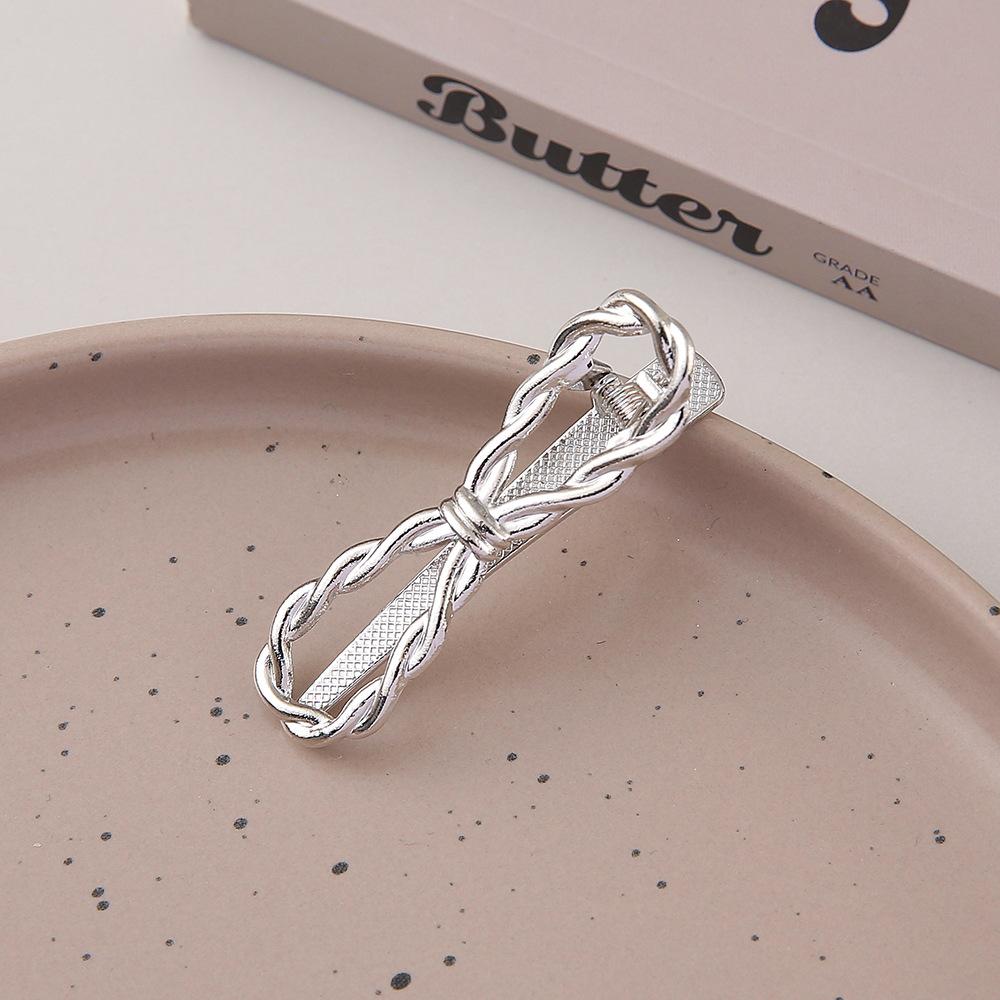 3pcs Metal Cutout Hair Clip Duck Beak Clip Square Clip Pearl Clip Diy Hair Accessories