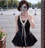 Holiday floral lace neck and waist dress women's summer new design pure desire wind Spice Girl short skirt