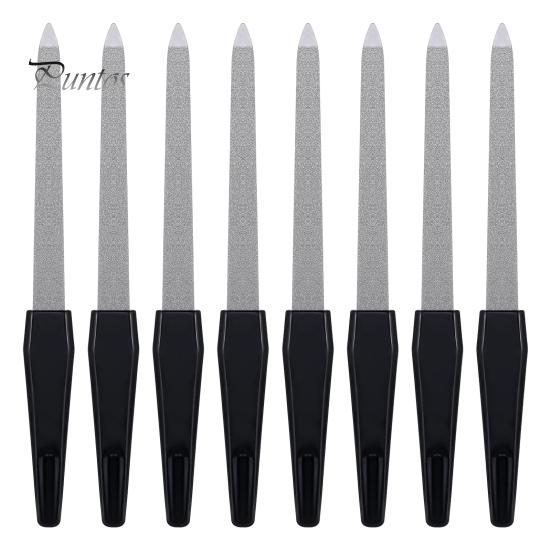 

8 шт. Двусторонняя металлическая пилочка для ногтей с эргономичной нескользящей ручкой, профессиональная, для мужчин и женщин, из нержавеющей стали, гелевая, акриловая пилочка для ногтей S чёрный