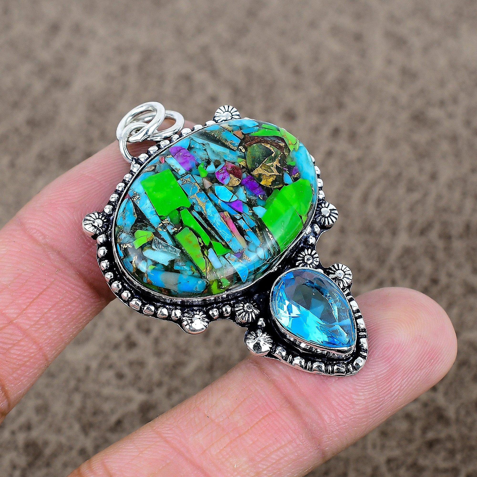 

Spiny Oyster, Topaz Gemstone 925 Sterling Silver Jewelry Pendant 2.17 KKG-352