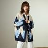 Chuyu Damen Strickjacke mit V-Ausschnitt und nordischem Farbblockmuster aus Wollmischung