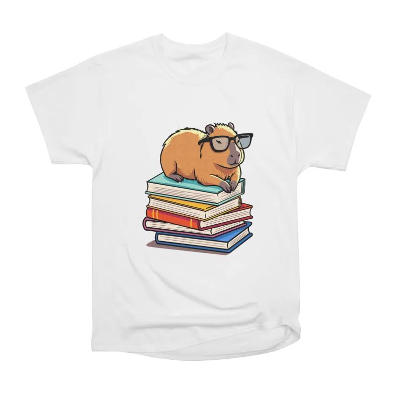 Men Casual Shirts Short Sleeves CAPYBRARIAN White Tees Oversized T-shirts S белый