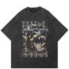 2026 Men Washed Black T-Shirt Streetwear QUARTER 24 Cerberus Graphic A37T018