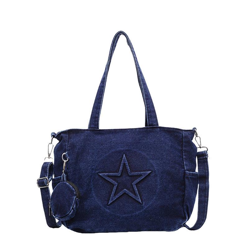 Cool Spice Girl Style Denim Big Bag Women's New Fashion Large Capacity Tote Bag Summer Versatile Messenger Bag