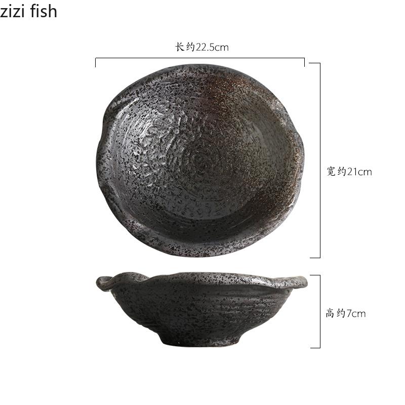 Irregular Ceramic Deep Bowl Retro Fruit Salad Bowl Thick Soup Bowl Noodles Bowls Dessert Bowls Restaurant Specialty Tableware