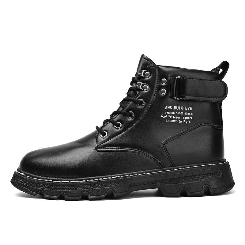 Martin Boots Men's Locomotive Tooling Boots Fleece Medium Help Waterproof Casual Leather Boots