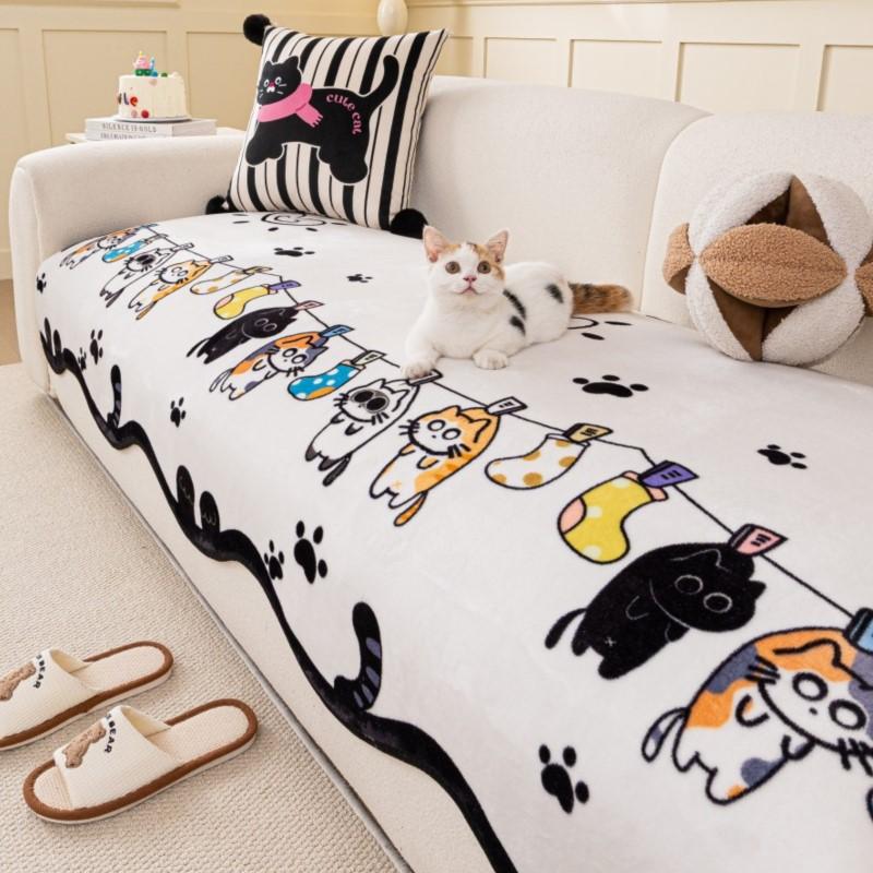

Living Room Black White Sofa Mats Crystal Velvet Thick Sofa Cushion Pad Anti-Slip Retro French Style Fleece Sofa Cushions 30x50 pillowcase 1pc