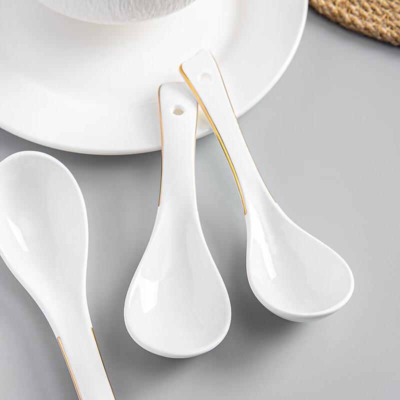 Jingzhou Pure White Ceramic Begonia Spoons (50-Pack)