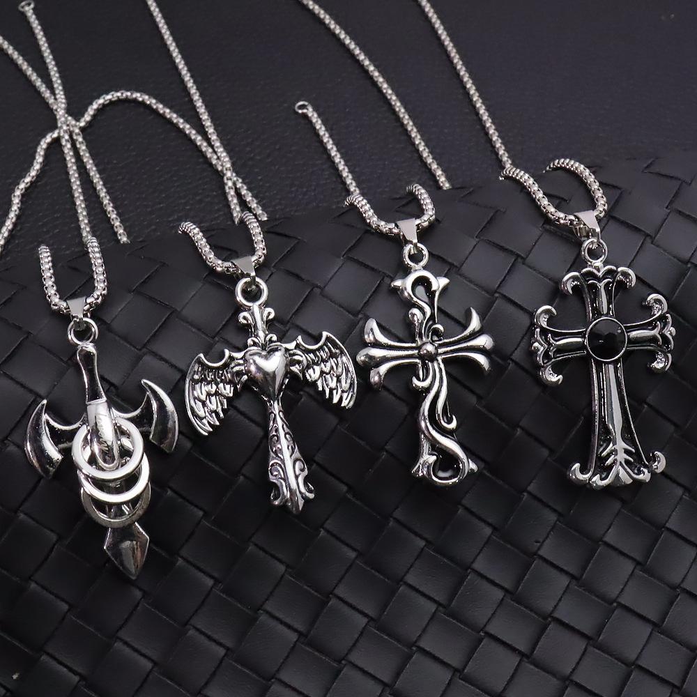 Punk Baroque Cross Necklace – Unisex Hip Hop Pendant Chain