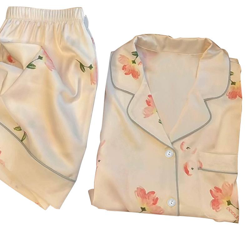 Recommended Pajamas Women'S Summer High-End Wind Peony Flower Simulation Silk Home Clothing